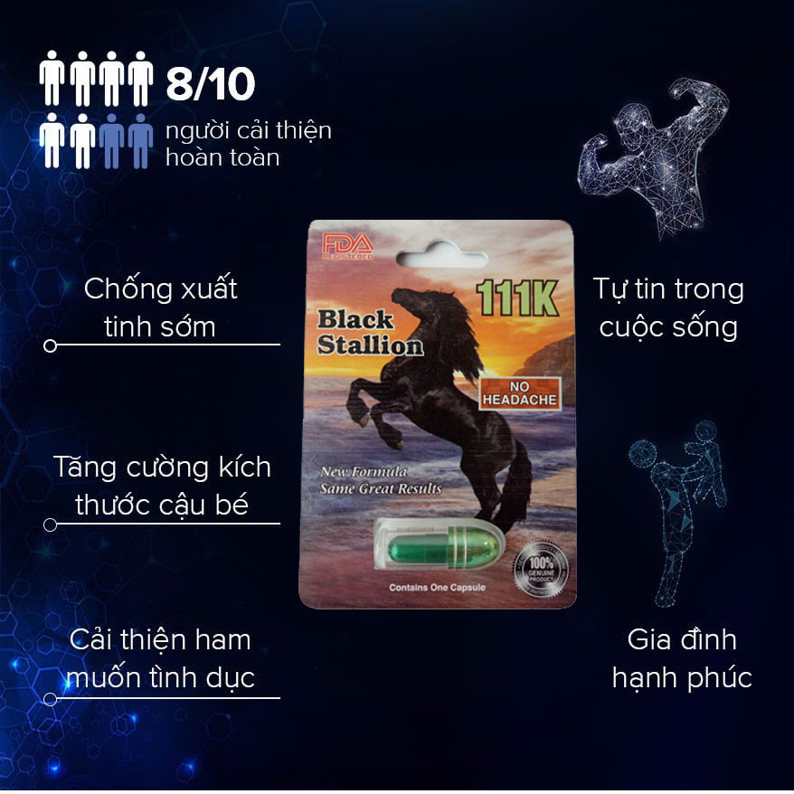 Black Stallion 111K – Cải Thiện Sinh Lí Nam, Tăng Kích Thước Cậu Nhỏ Của USA